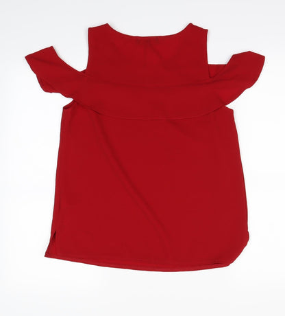 Back view of New Look women’s red basic blouse, size UK 10