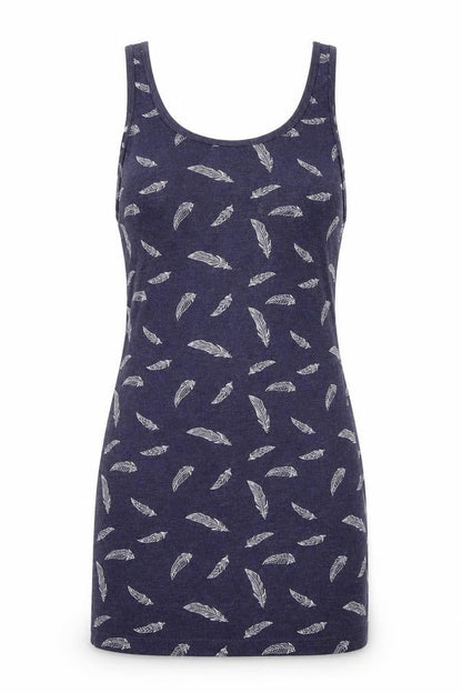 Front view of Atmosphere women’s blue floral basic tank, size UK 8