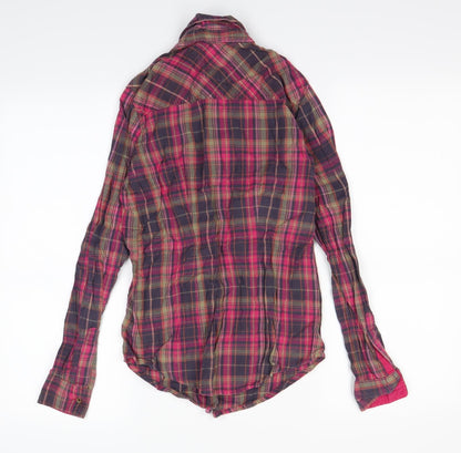 Back view of Denim women’s multicoloured check basic button-up, size UK 8