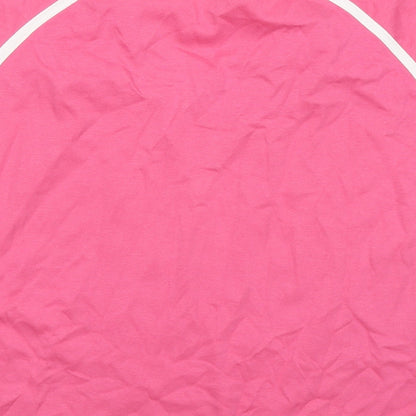 Brand and care label for gym issue women’s pink basic t-shirt, size UK 12
