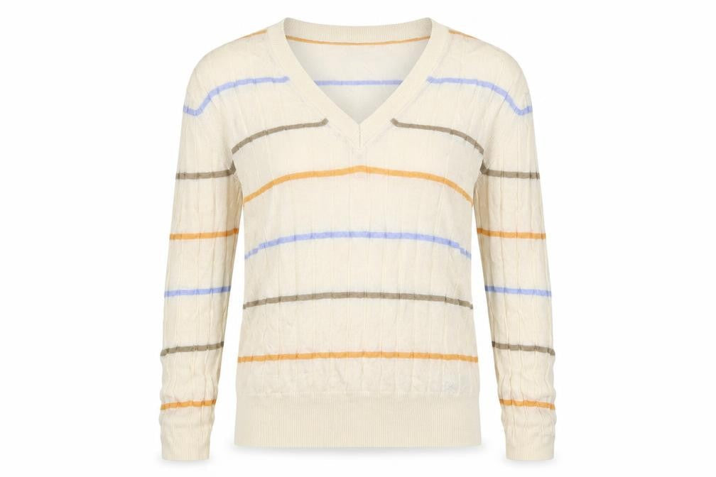Marks & Spencer Womens Beige Striped Knit Pullover Jumper Size S