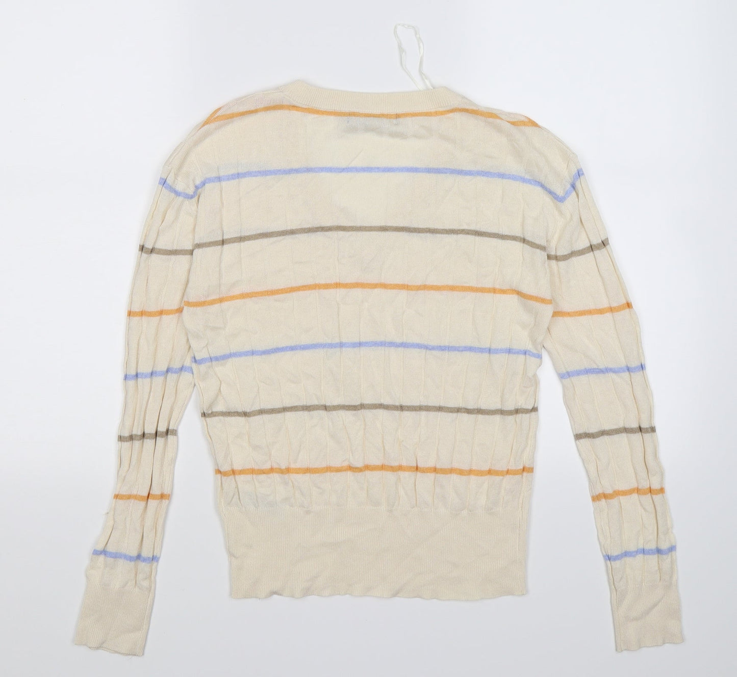 Marks and Spencer Womens Beige Striped Knit Pullover Jumper Size S