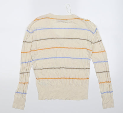 Back view of Marks & Spencer women’s beige striped knit jumper, size S