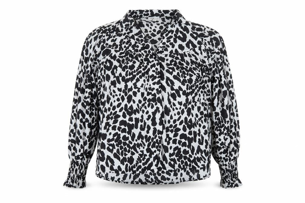 Topshop Womens White Geometric  Tunic Button-Up Size 8