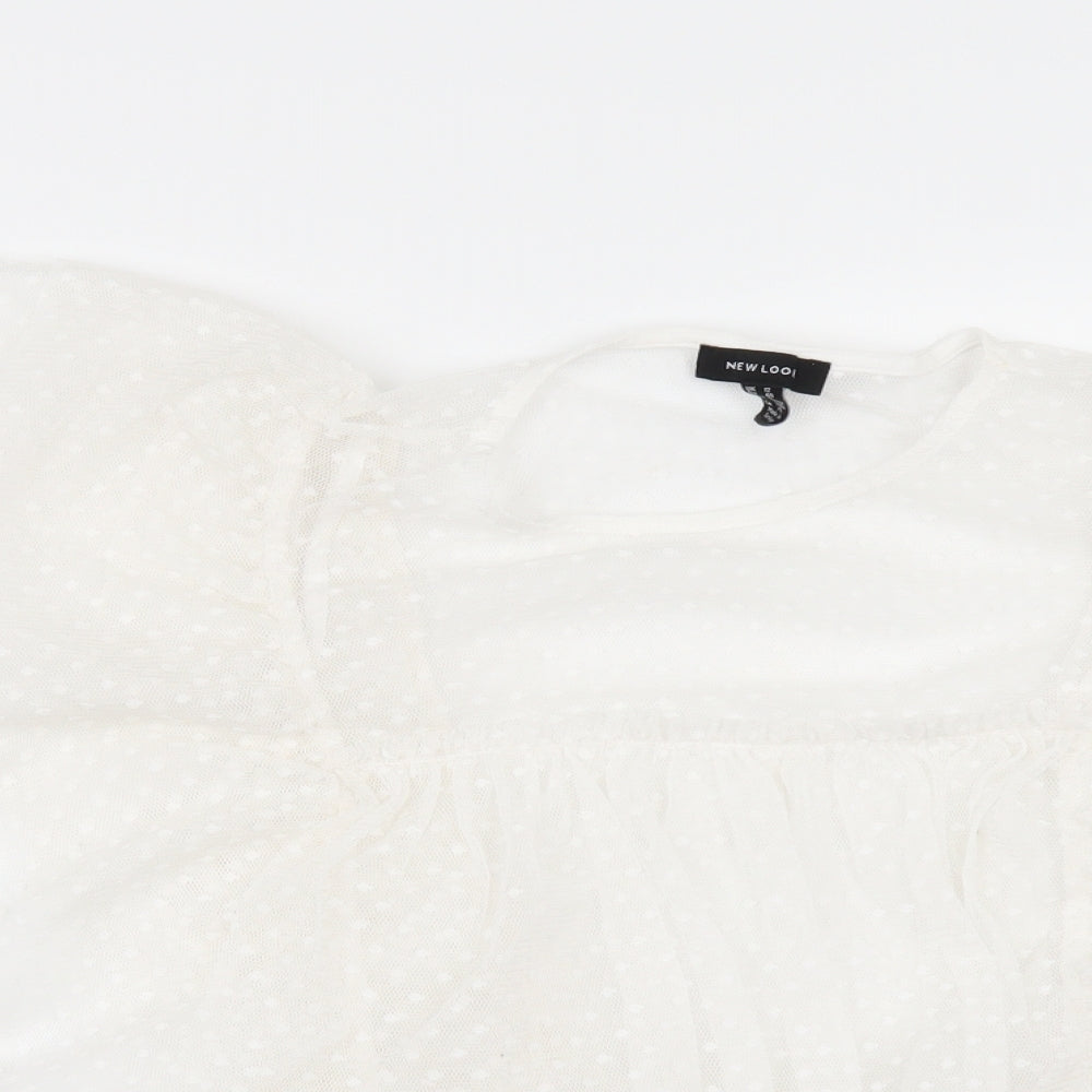 New Look Womens White  Chiffon Tunic Blouse Size 12