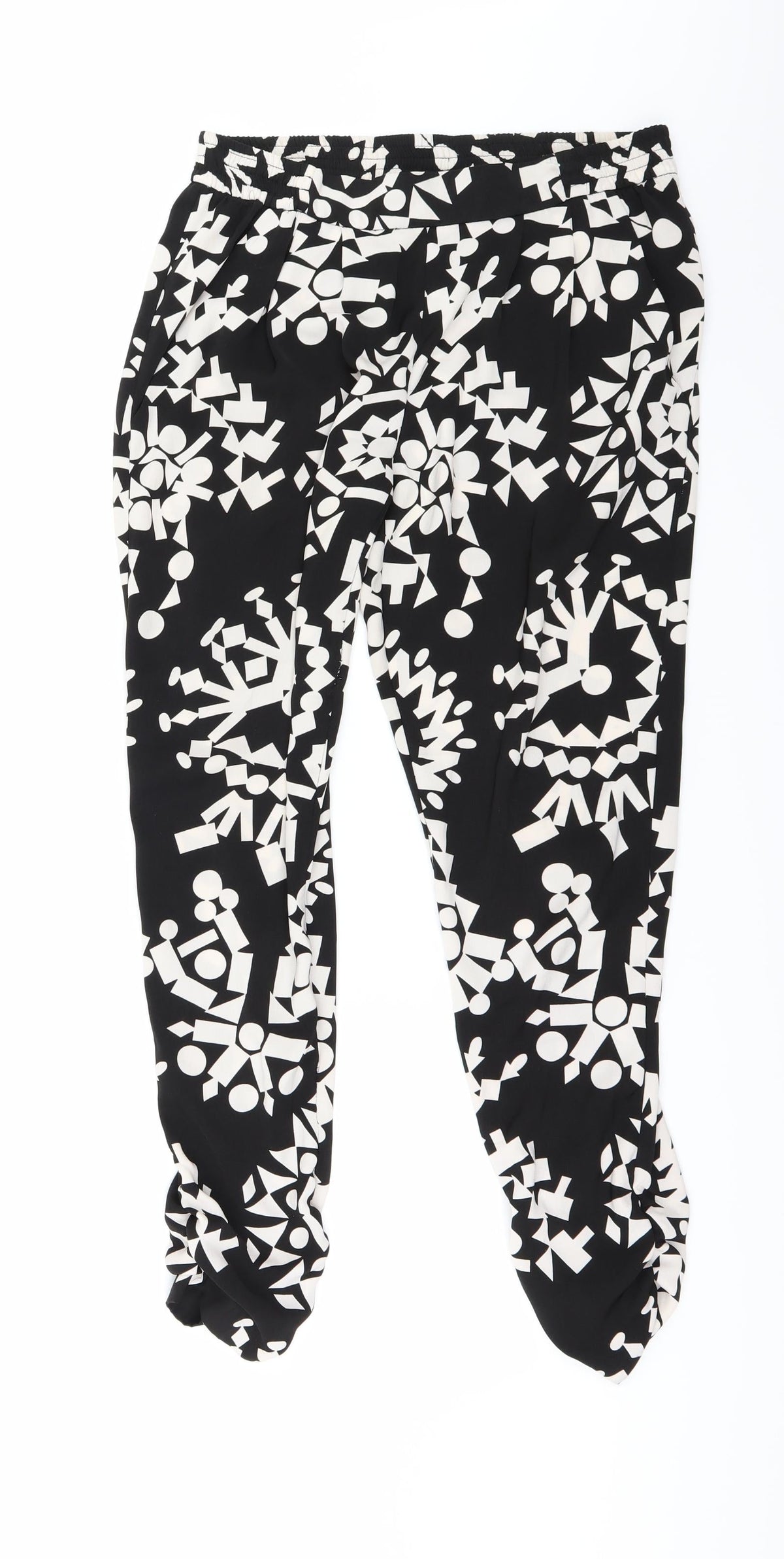 River Island Womens Black Geometric  Trousers  Size 8 L29 in - Gathered ankles