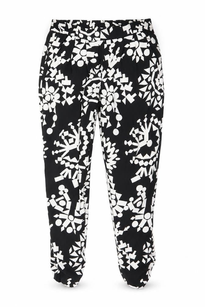River Island Womens Black Geometric  Trousers  Size 8 L29 in - Gathered ankles
