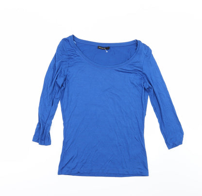 Additional front view of Autograph women’s blue basic t-shirt, size UK 6
