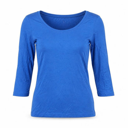 Front view of Autograph women’s blue basic t-shirt, size UK 6