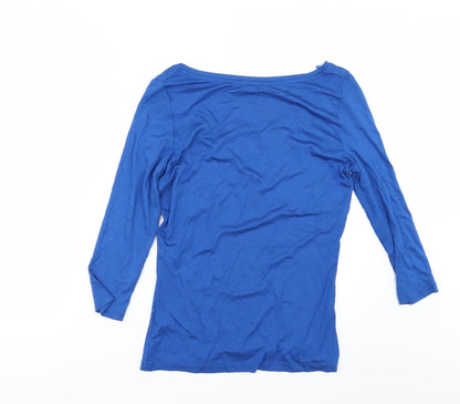 Back view of Autograph women’s blue basic t-shirt, size UK 6