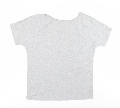 Back view of Bella + Canvas women’s grey basic t-shirt, size S