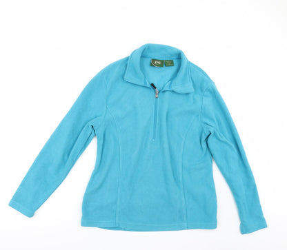 Front view of STILL WATER women’s blue fleece jacket, size L