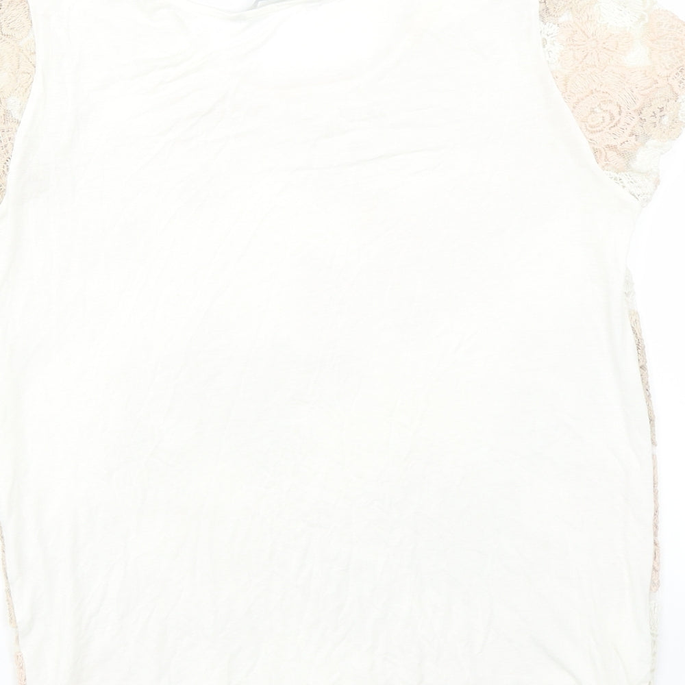 Red Herring Womens White Floral  Basic T-Shirt Size 8