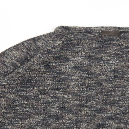 Close-up detail of Jocavi women’s blue jumper, size UK 16, - short