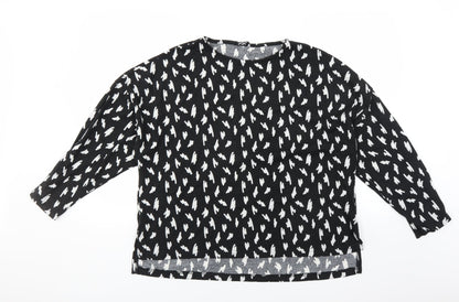 Front view of Pep&Co women’s black geometric jumper, size UK 16