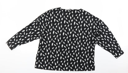 Back view of Pep&Co women’s black geometric jumper, size UK 16