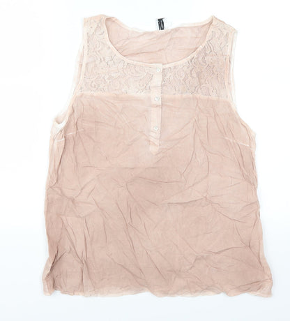Additional front view of Saint Tropez women’s pink basic tank, size S