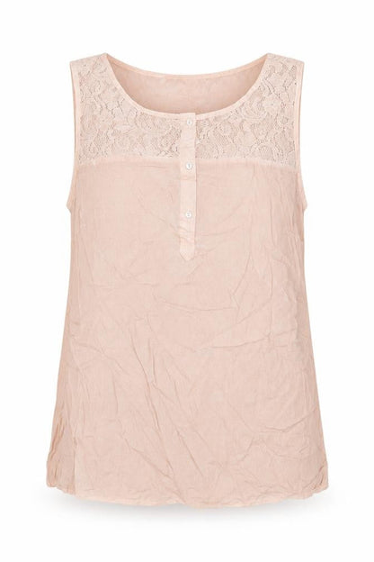 Front view of Saint Tropez women’s pink basic tank, size S