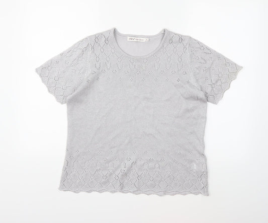 EWM Womens Silver  Knit Pullover Jumper Size 14