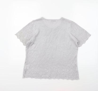 Back view of EWM women’s silver knit jumper, size UK 14