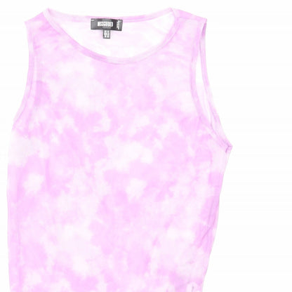 Close-up detail of Missguided women’s purple basic tank, size UK 14