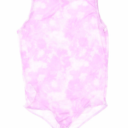 Brand and care label for Missguided women’s purple basic tank, size UK 14