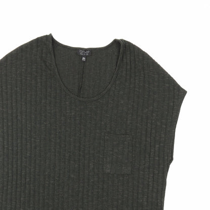 Close-up detail of Topshop women’s green knit jumper, size UK 12