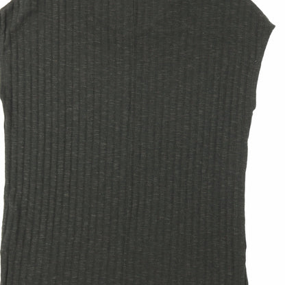 Brand and care label for Topshop women’s green knit jumper, size UK 12