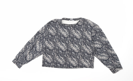 Zara Womens Grey Animal Print  Pullover Sweatshirt Size M