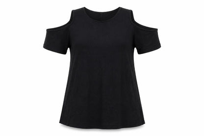 Front view of Pull&Bear women’s black basic t-shirt, size S