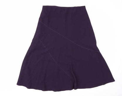 Front view of Preworn women’s purple a-line, size UK 14