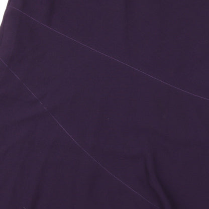 Brand and care label for Preworn women’s purple a-line, size UK 14