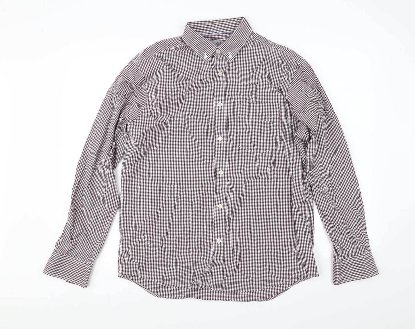 Marks and Spencer Mens Red Check   Button-Up Size M