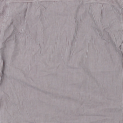 Brand and care label for Marks & Spencer men’s red check button-up, size M