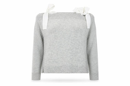Front view of Topshop women’s grey jumper, size UK 10