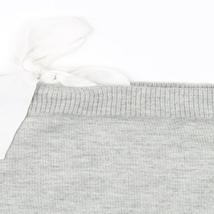 Close-up detail of Topshop women’s grey jumper, size UK 10