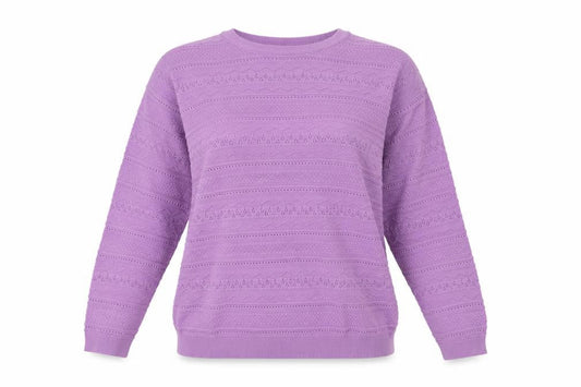 Front view of isle women’s purple floral jumper, size L