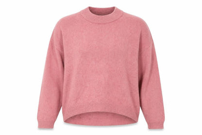 Front view of H&M women’s pink jumper, size UK 8