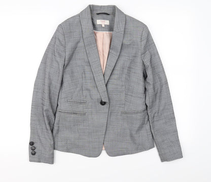 Additional front view of Next women’s grey check jacket blazer, size UK 6