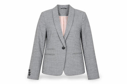 Front view of Next women’s grey check jacket blazer, size UK 6