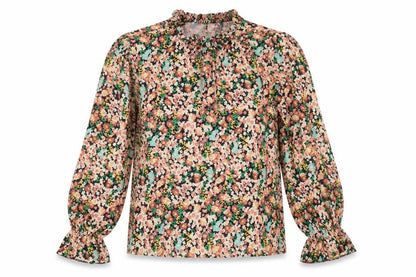 Front view of Preworn women’s multicoloured floral basic blouse, size UK 8