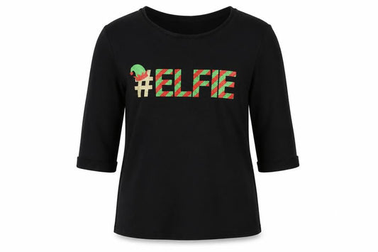 Front view of Papaya women’s black jumper, size M