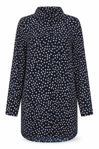 Front view of Brave Soul women’s blue basic button-up, size S