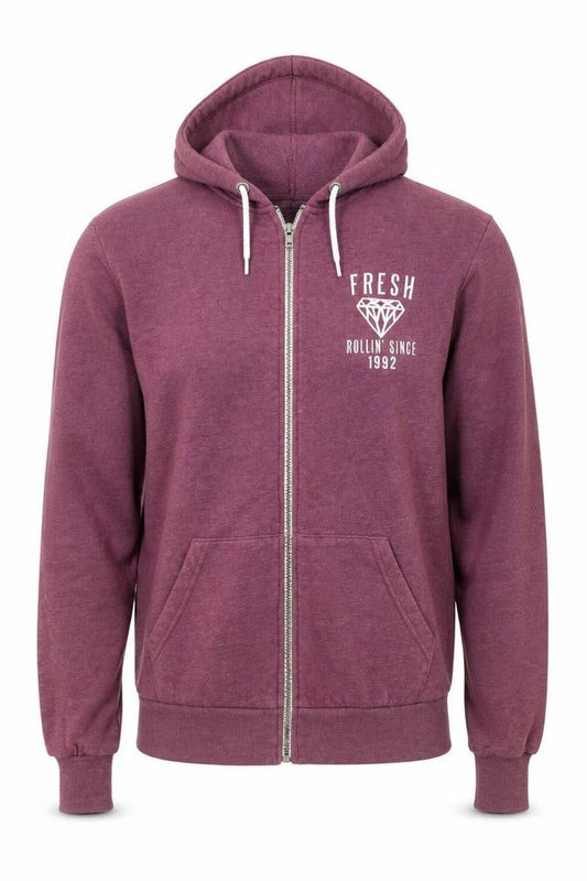 Front view of River Island men’s brown full zip hoodie, size S