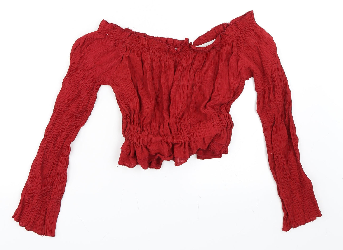 Preworn Womens Red   Cropped Blouse Size S