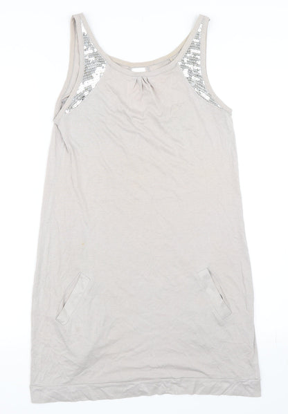Additional front view of Oasis women’s grey tank dress, size S