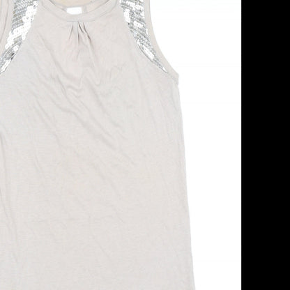 Close-up detail of Oasis women’s grey tank dress, size S
