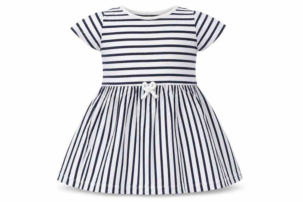 George Girls White Striped  Skater Dress  Size 12-18 Months