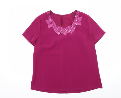 Additional front view of Special Collection women’s pink satin basic blouse, size UK 14