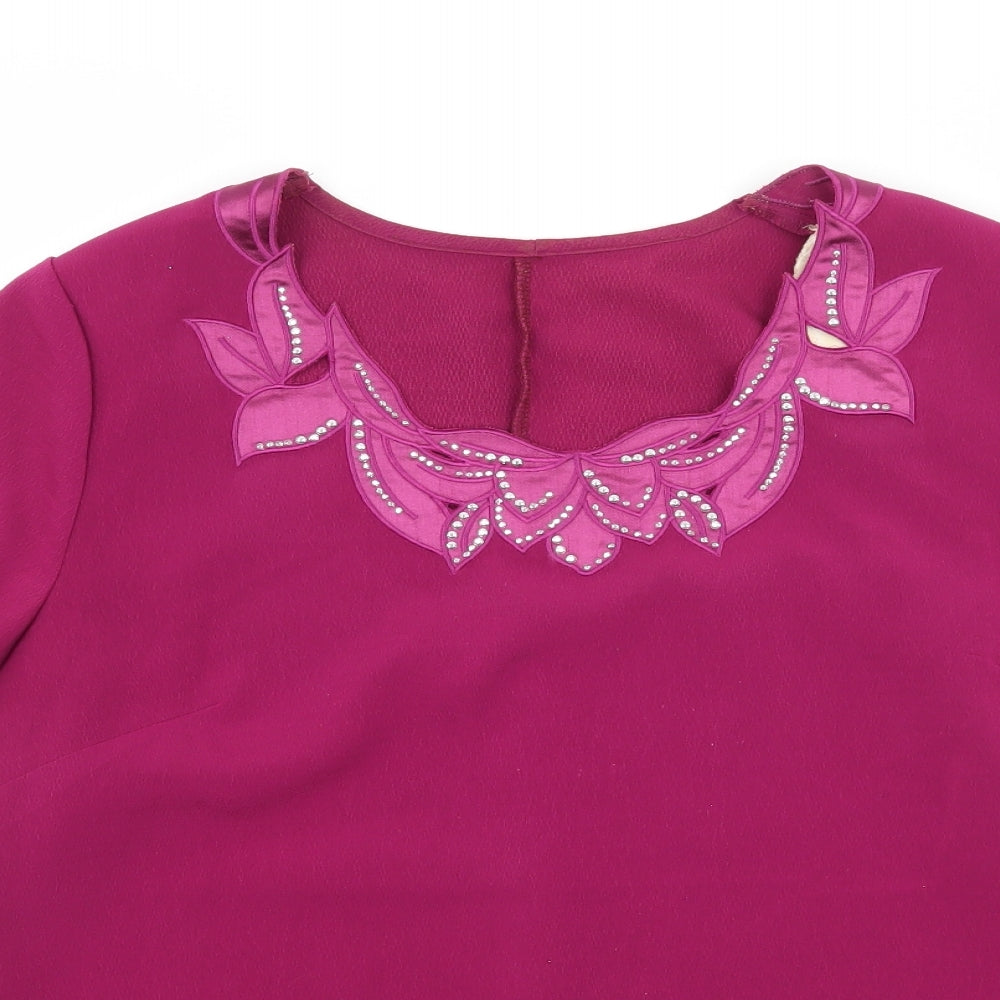 Special Collection Womens Pink  Satin Basic Blouse Size 14
